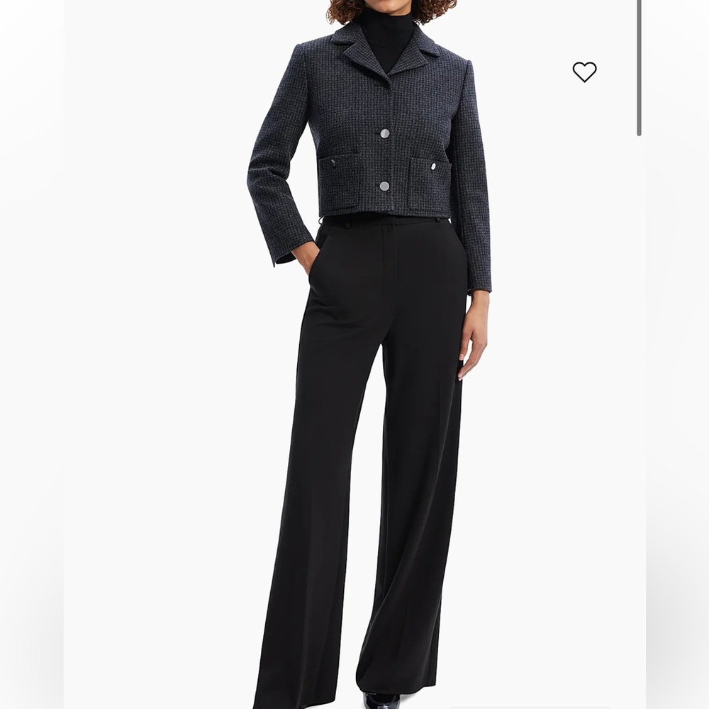 NWT Theory Charcoal Melange Wool-Blend Boxy Crop Jacket. Size 0 - Picture 12 of 17